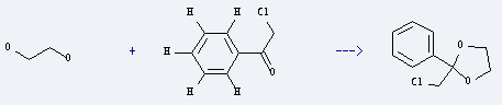 2-Chloroacetophenone is used to produce 2-chloromethyl-2-phenyl-[1,3]dioxolane by reaction with ethane-1,2-diol.